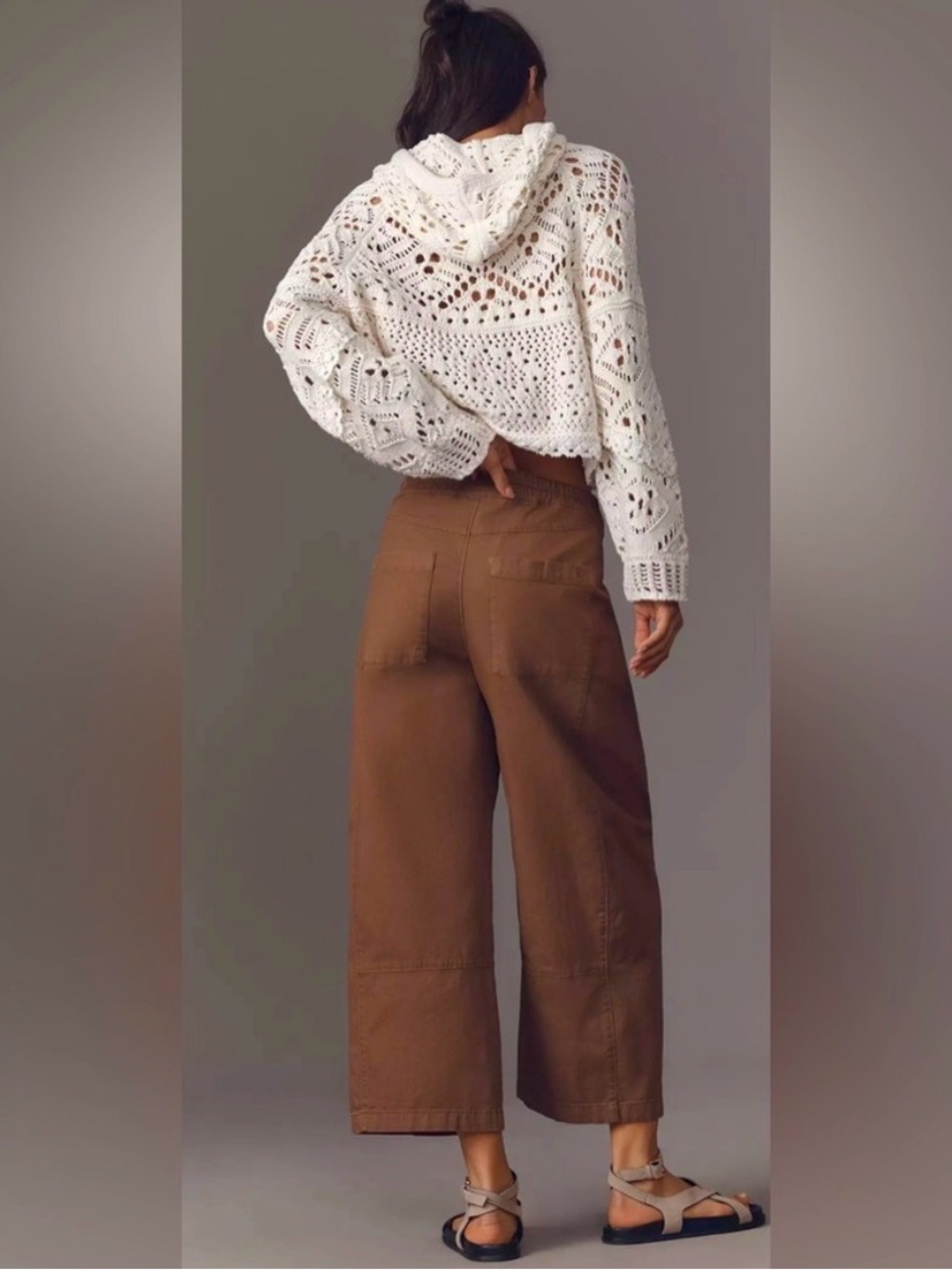 Pilcro Cropped Wide-Leg Pants in Brown